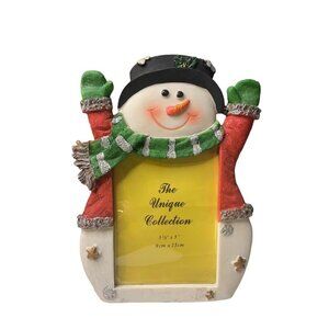 Jubilee Giftware Snowman Painted Plastic Resin Tabletop Photo Frame for 3.5x5"